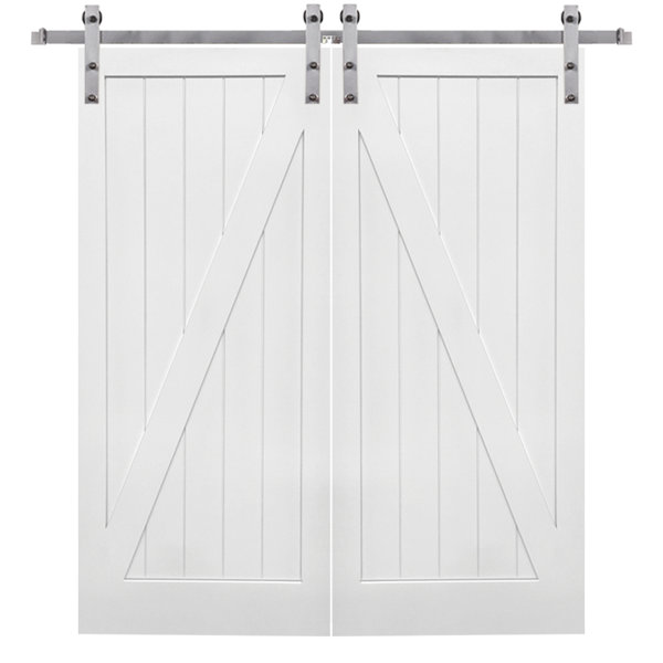 Double Stile and Rail Z Planked 2 Panel Interior Barn Door with Hardware by Verona Home Design