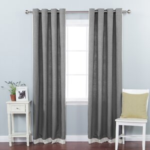 Bordered Heavyweight Solid Semi-Sheer Grommet Curtain Panels (Set of 2)