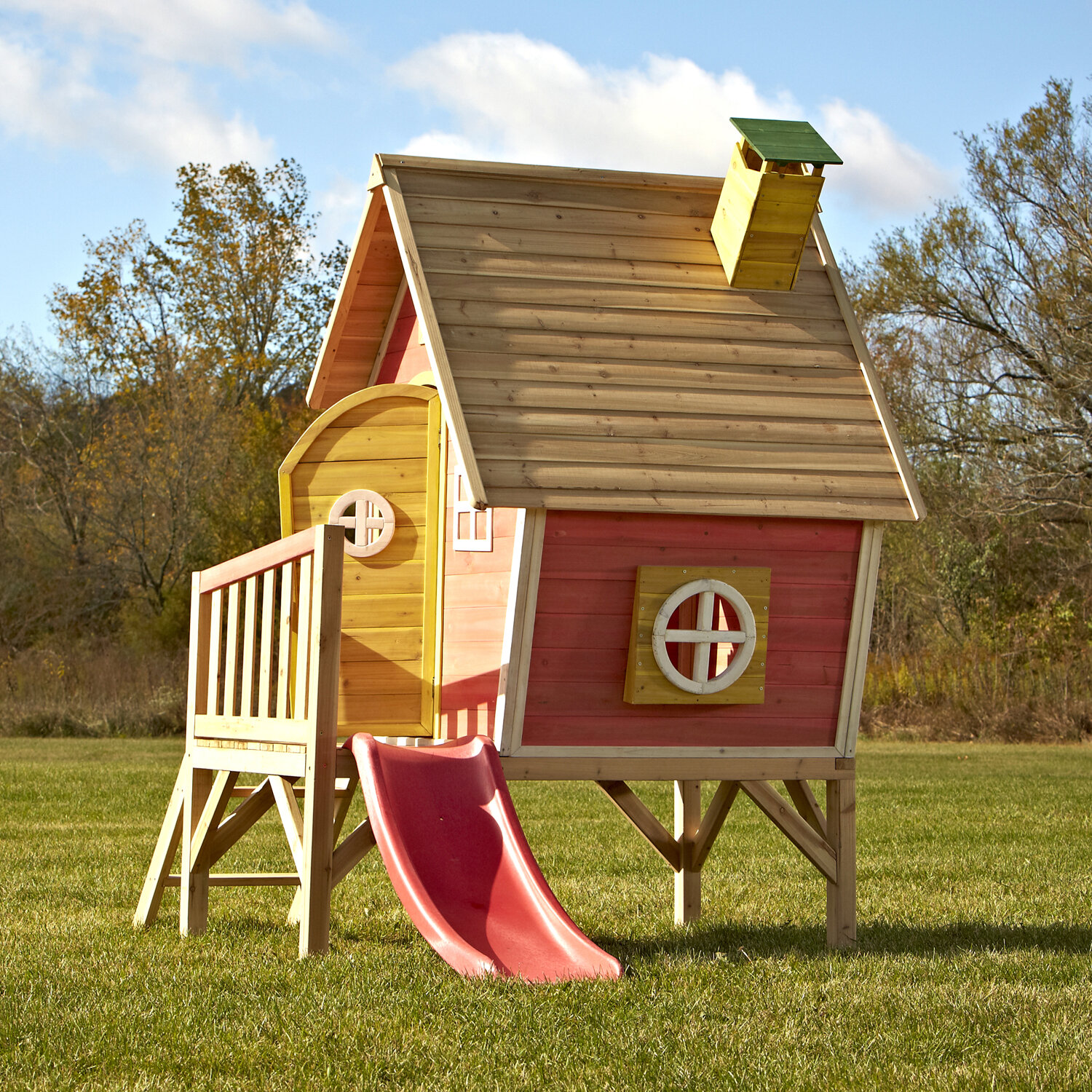 cheap wooden playhouse with slide
