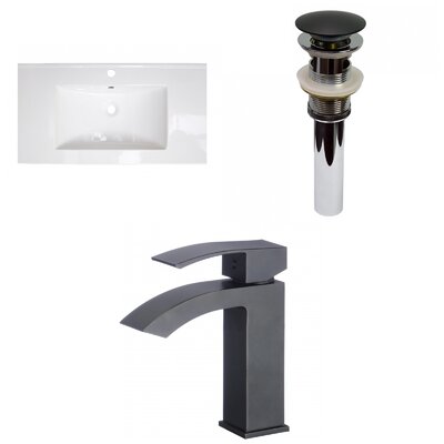 32-In. W 1 Hole Ceramic Top Set In White Color - Overflow Drain Incl. RPBK-29570 Royal Purple Bath Kitchen Faucet Finish: Black