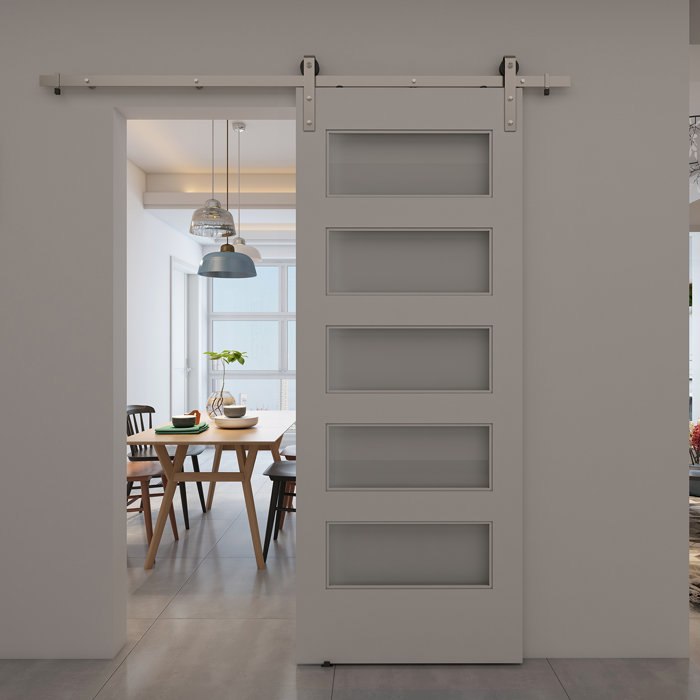 Glass Engineered Veneer Wood Unfinished Barn Door Installation Hardware Kit