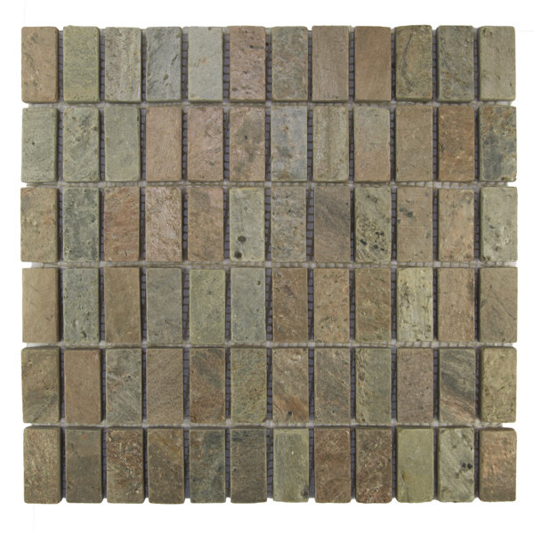 Rectangles 1 x 2 Natural Stone Mosaic Tile in Cooper by Pebble Tile