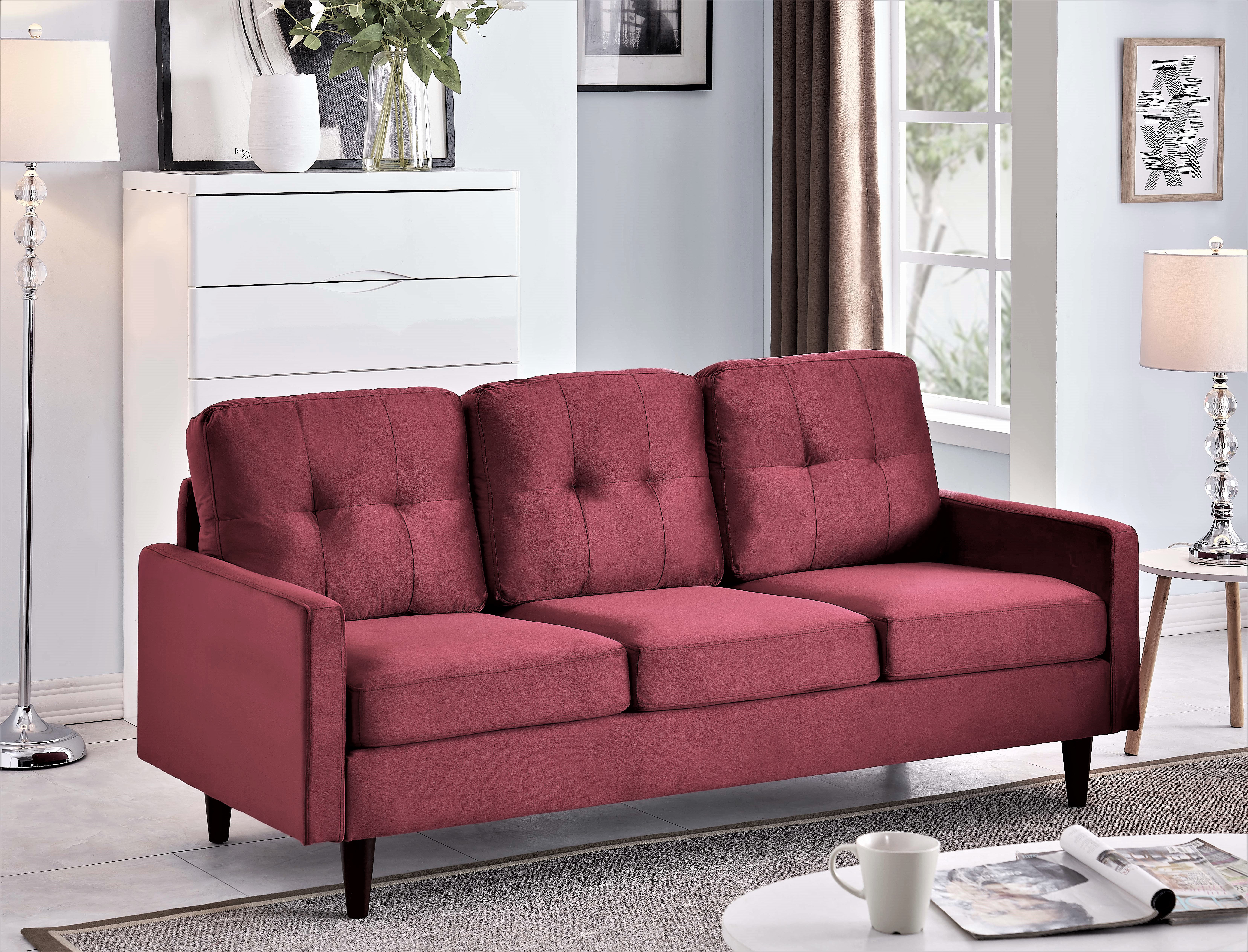 Brayden Studio Cassini Velvet 71 Square Arms Sofa Wayfair