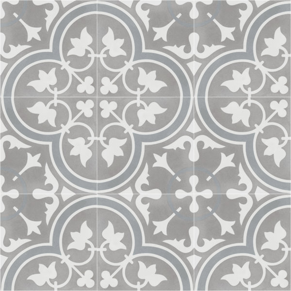 Tulips B Holland 8 x 8 Cement Field Tile in Warm Gray/White by Villa Lagoon Tile