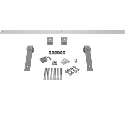 Premium JStrap Standard Single Barn Door Hardware Kit Goldberg Brothers Inc Finish PC Chrome Track Length 84 in