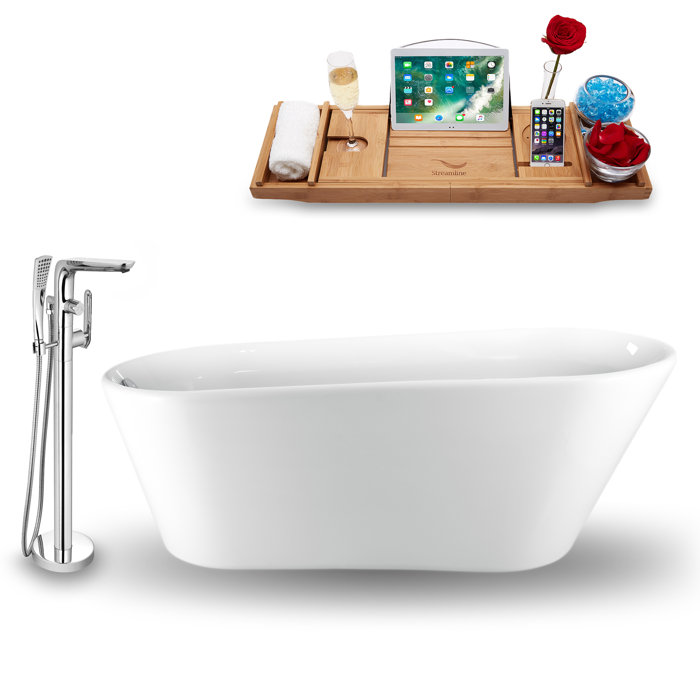 StreamlineBath 61" x 30" Freestanding Soaking Bathtub with ...