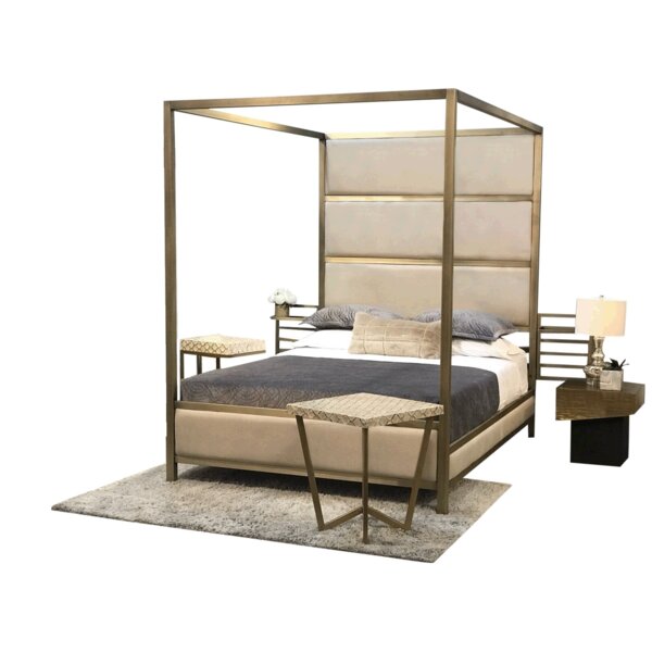 Everly Quinn Drayton Upholstered Storage Canopy Bed | Wayfair