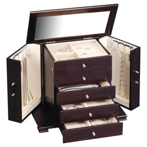 Velvet Mirrored Jewelry Box by Three Posts