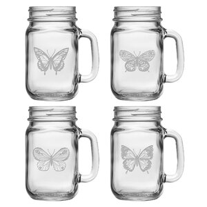 Butterfly 16 oz. Drinking Jar (Set of 4)