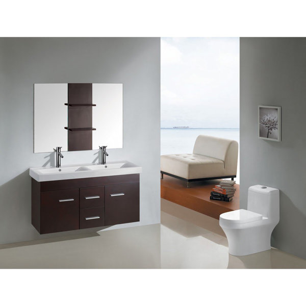 47.3 Double Floating Bathroom Vanity Set with Mirror by Kokols