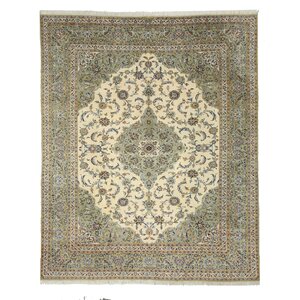 Kashan Hand-Knotted Ivory Area Rug