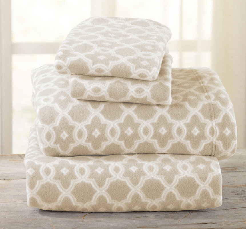 Winston Porter Hindsboro Polar Fleece Arbour Printed Flannel Sheet Set
