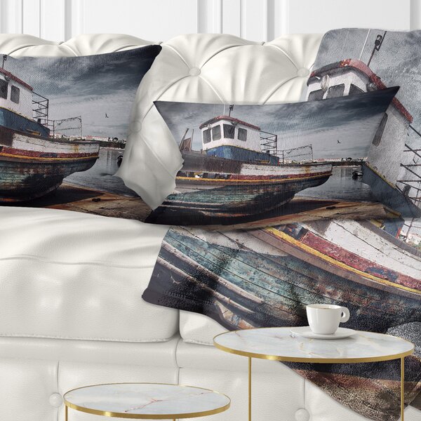 Old Fishing Boat Lumbar Pillow