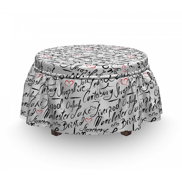 Hand Lettering Cities Ottoman Slipcover (Set Of 2) By East Urban Home