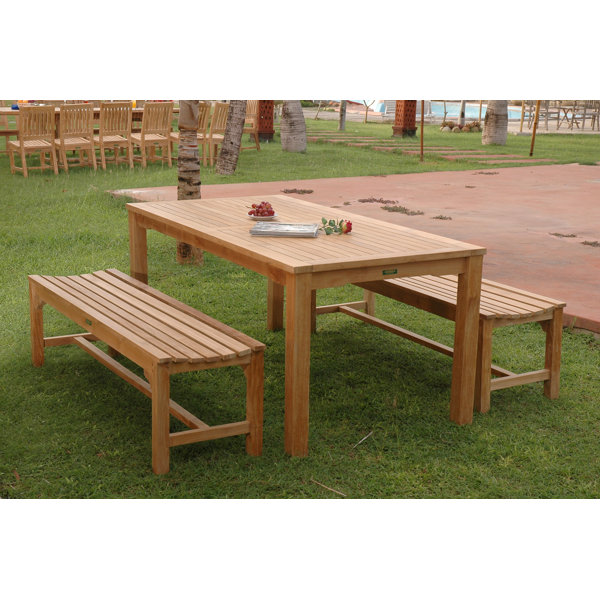 Farnam 3 Piece Teak Dining Set by Rosecliff Heights