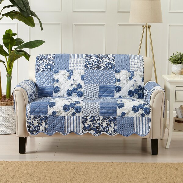 Patchwork Scalloped Printed Box Cushion Loveseat Slipcover By Winston Porter