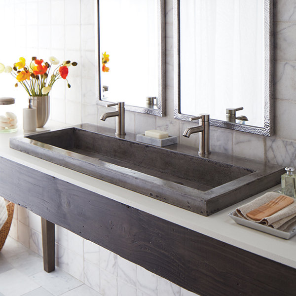 Bathroom Double Trough Sink Wayfair