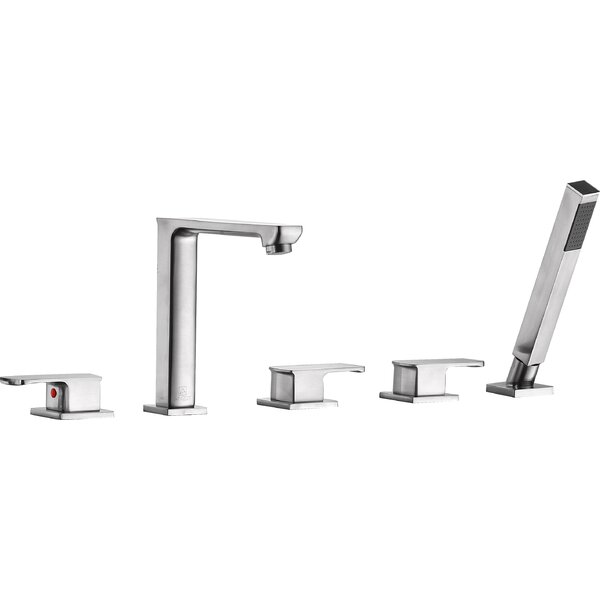 Shore Triple Handle Deck Mounted Roman Tub Faucet with Handheld Shower by ANZZI