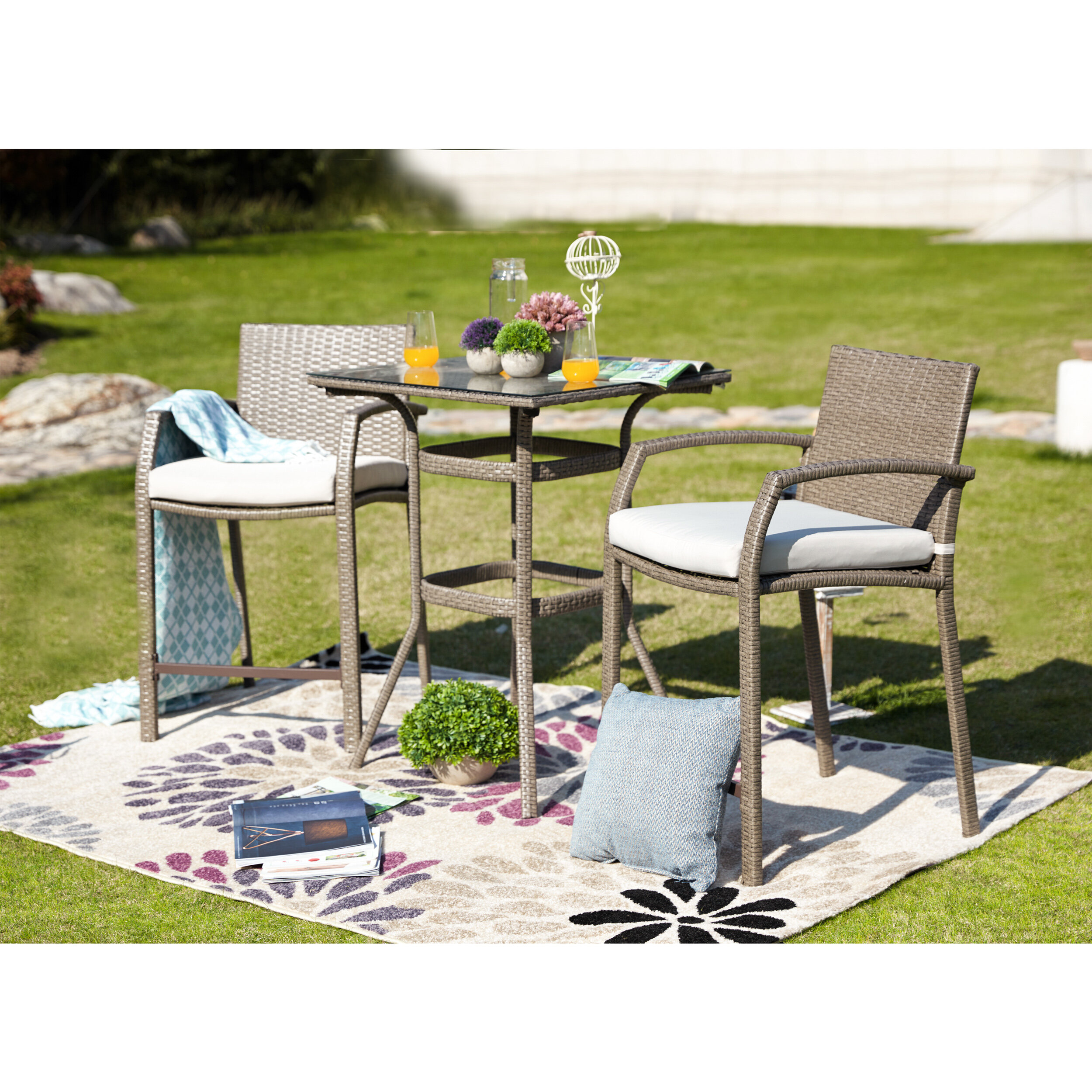 Wrought Studio New Braunfels 3 Piece Outdoor Bistro Set With