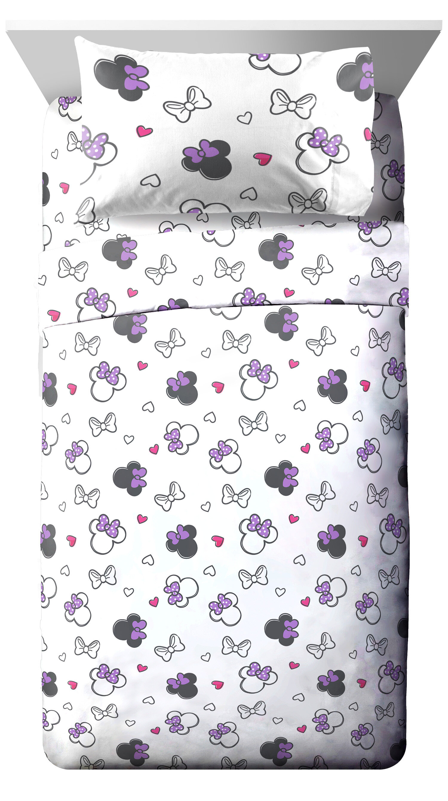 Fingerlings Disney Minnie Mouse Purple Love Reversible Comforter