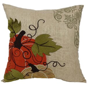 Pumpkin Embroidered with Suede Accents Throw Pillow