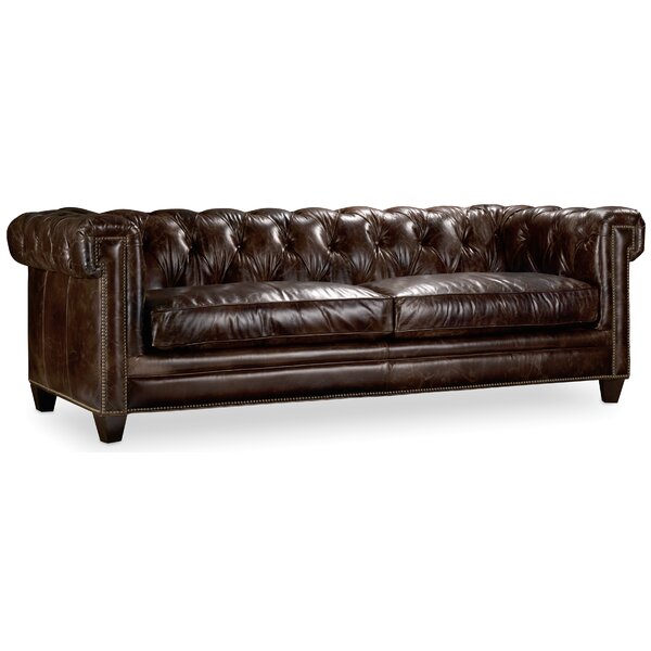 Imperial Regal Stationary Leather Chesterfield Sofa by Hooker Furniture