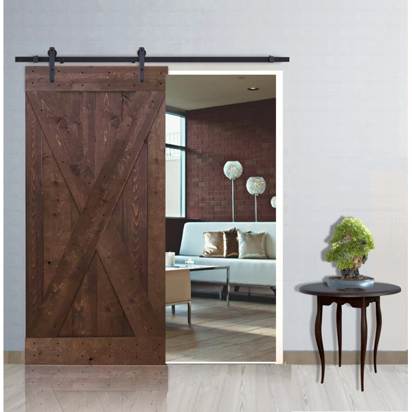 Natural Knotty Pine Solid Panelled Wood Slab Interior Barn Door by TMS