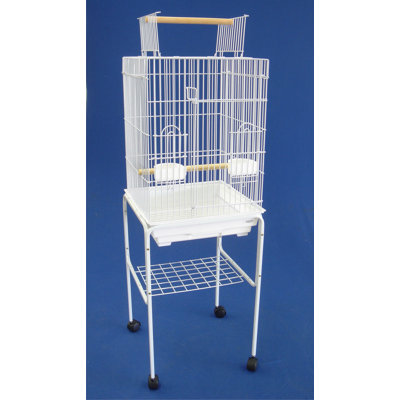 Open Top Small Parrot Bird Cage with Stand YML Color: White
