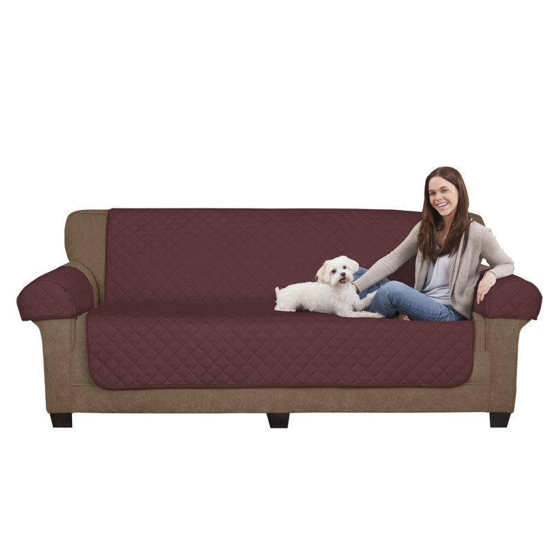 Maytex 3 Piece Buffalo Check Box Cushion Loveseat Slipcover Set