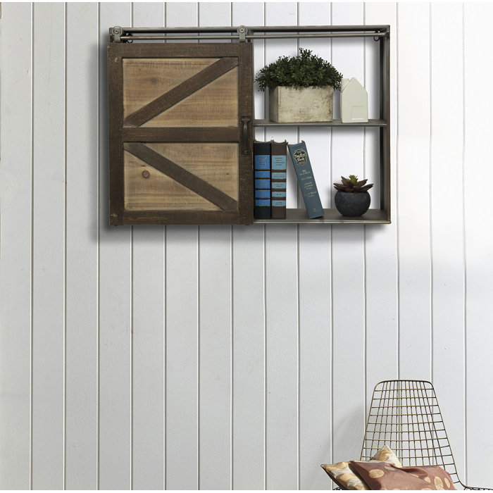 Gracie Oaks Leipzig Farmhouse Sliding Barn Door Storage Cabinet