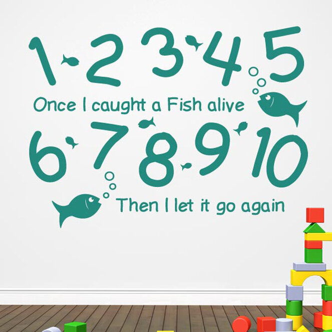 Happy Larry 1 2 3 4 5 Once I Caught A Fish Alive Wall Sticker
