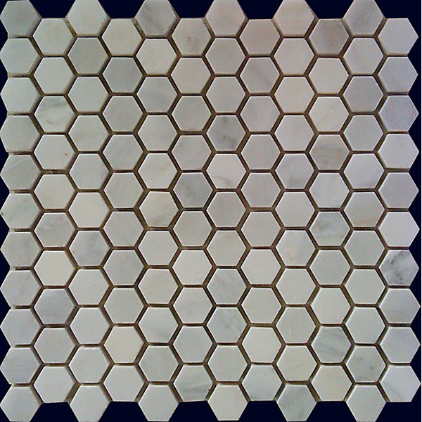 Hexagon 1 x 1 Natural Stone Mosaic Tile in White Statuary by Luxsurface