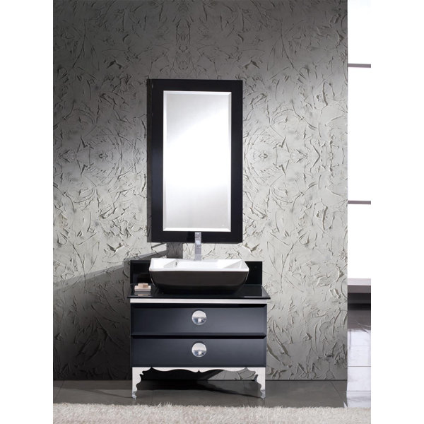 Moselle 36 Single Modern Glass Bathroom Vanity Set with Mirror by Fresca