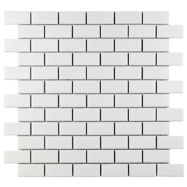 Retro 0.88 x 1.88 Porcelain Mosaic Tile in Matte White by EliteTile