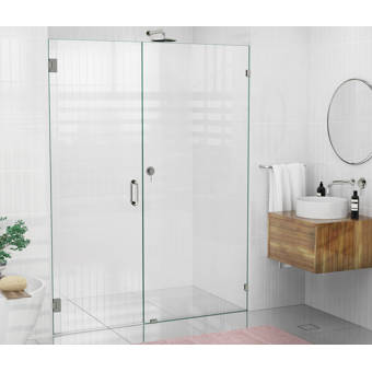 Glass Warehouse 58 5 X 78 Hinged Frameless Shower Door Reviews Wayfair