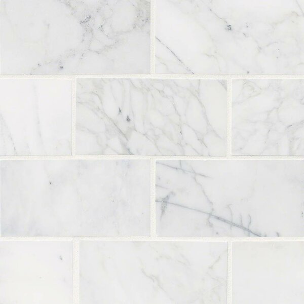 Calacatta Cressa Honed 3 x 6 Marble Subway Tile in White by MSI