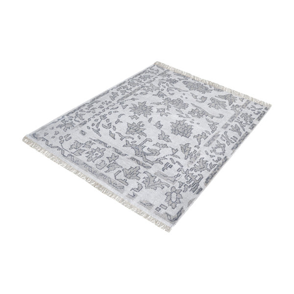 Kinkade Square Hand-Knotted Gray Area Rug by Charlton Home