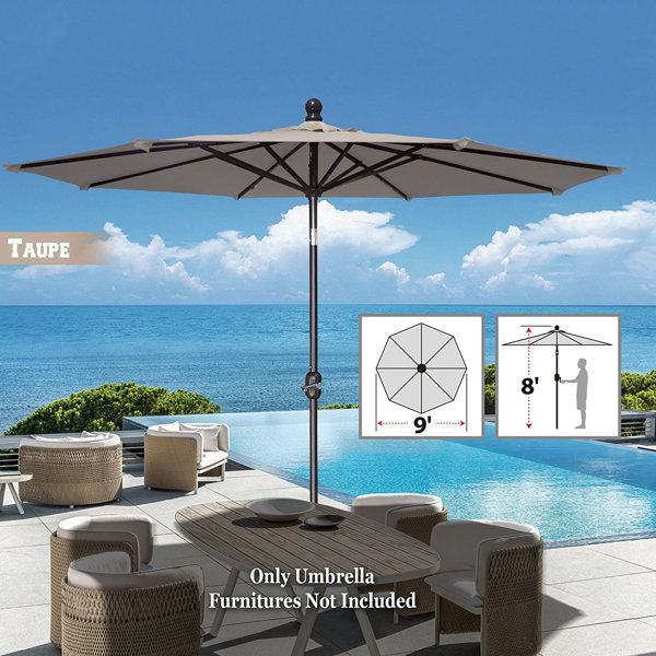 Tatum Patio Umbrella Battery Operated LED Garden Parasol Market Umbrella by Freeport Park