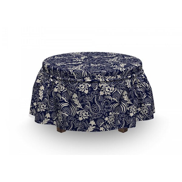 Curved Eastern Leaves Ottoman Slipcover (Set Of 2) By East Urban Home