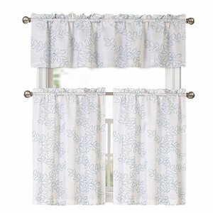 Esmond Embroidered Floral Kitchen Curtain Set