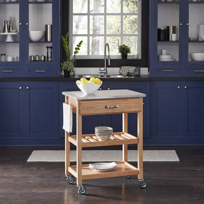 T Austin Design Weldona Kitchen Island With Stainless Steel Top Erving Kitchen Cart With Stainless Steel Top