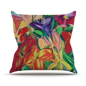 Matisse Styled Lillies by Cathy Rodgers Rainbow Flower Throw Pillow