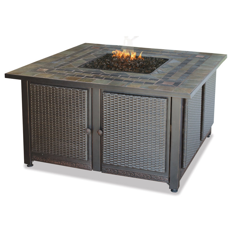 wicker propane fire pit table