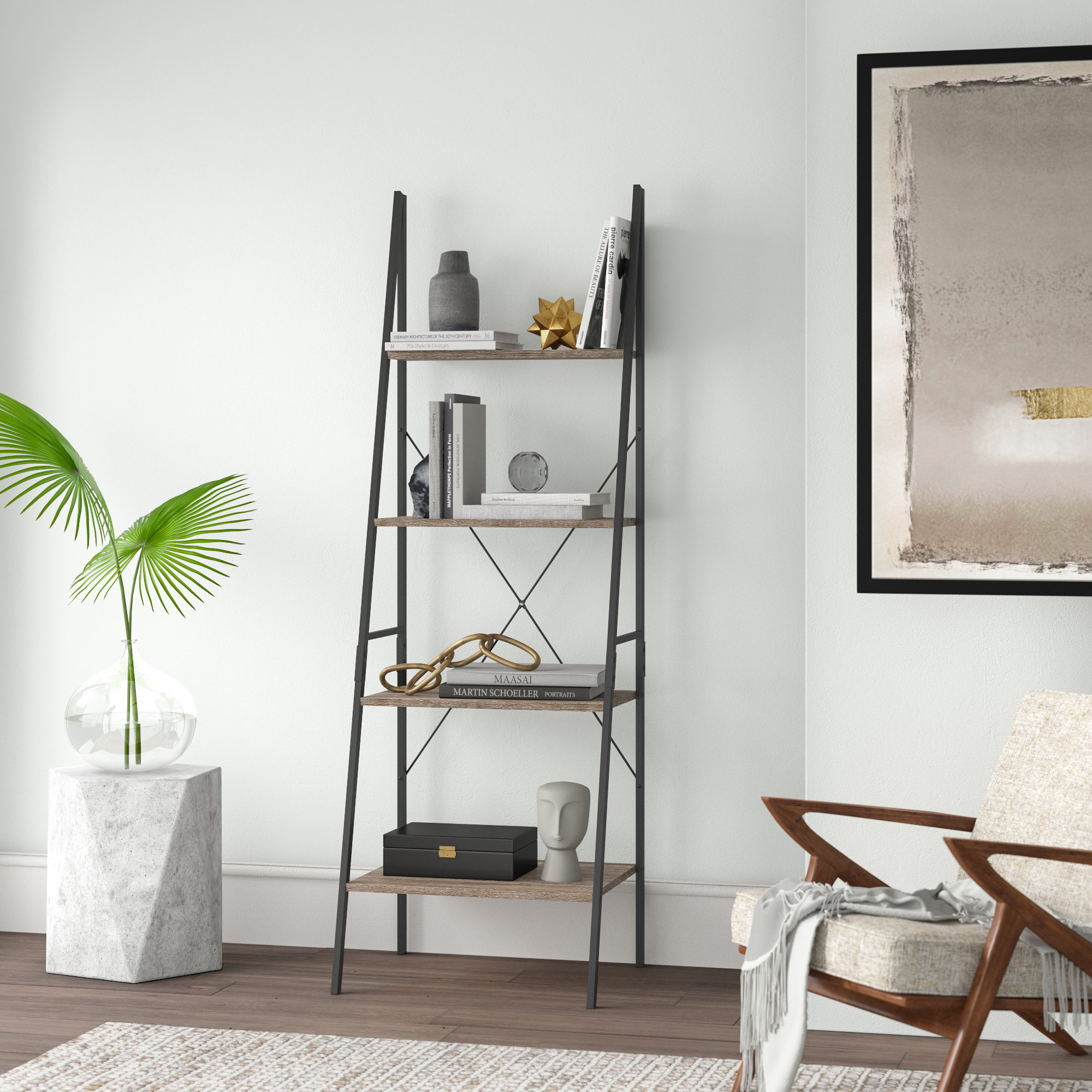 Home & Kitchen 4 Shelf Bathwa Industrial 4-Tier Ladder ...