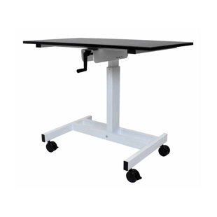 Review Single Column Crank Standing Desk by Offex