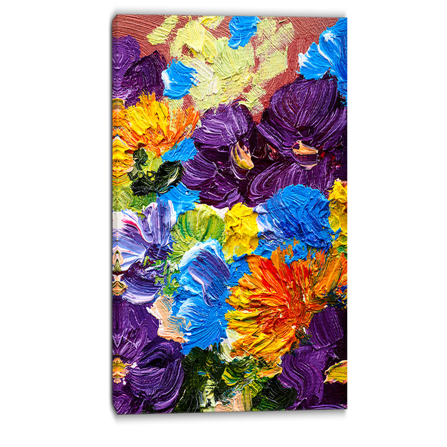 Designart Heavily Textured Abstract Flowers Abstract Painting Print On Wrapped Canvas Wayfair