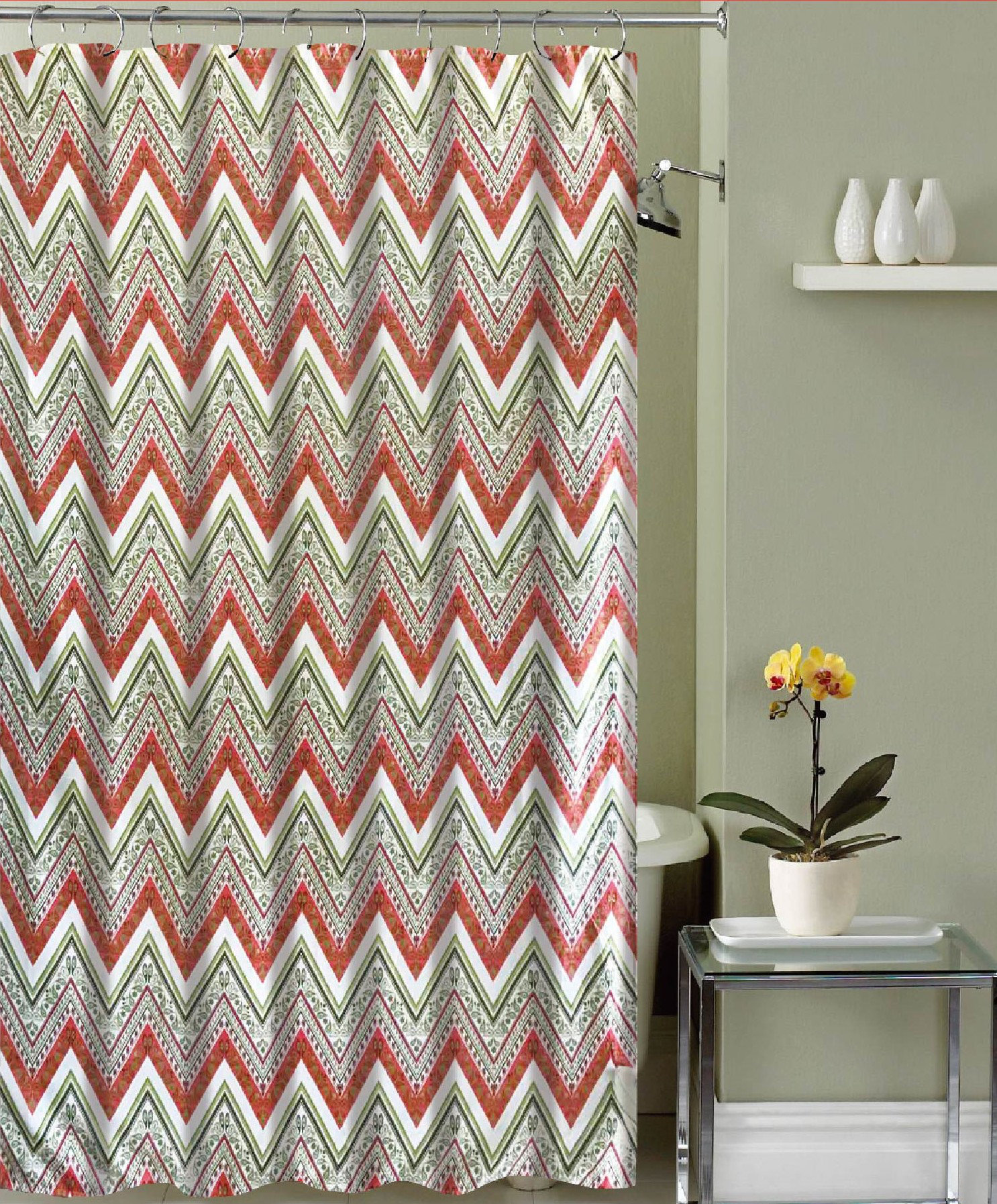 Red Barrel Studio Mirtha Chevron Canvas Fabric Shower Curtain | Wayfair Red Barrel Studio Mirtha Chevron Canvas Fabric Shower Curtain | Wayfair
