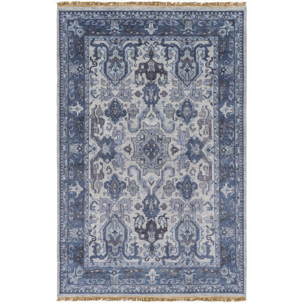 Orland Hand-Knotted Navy Area Rug by Red Barrel Studio