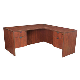 Review Linh Double Pedestal L-Shape Corner Desk by Latitude Run