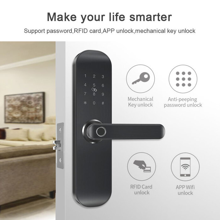 Symple Stuff Dimartino Wifi Smart Keyless Entry Right Hand Door
